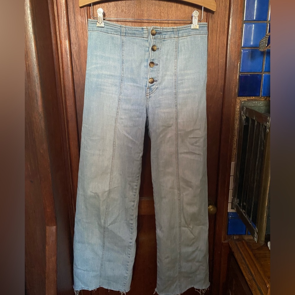 Reformation Leon Stretch Flood Jeans in Amalfi wash